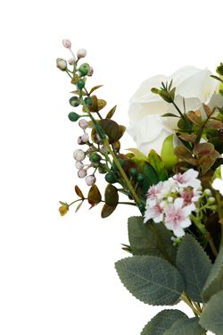 Ramillete puro de rosas blancas artificiales