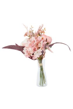 Ramillete romántico artificial de hortensia y rosas rosadas