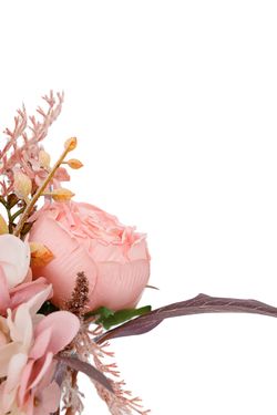 Ramillete romántico artificial de hortensia y rosas rosadas