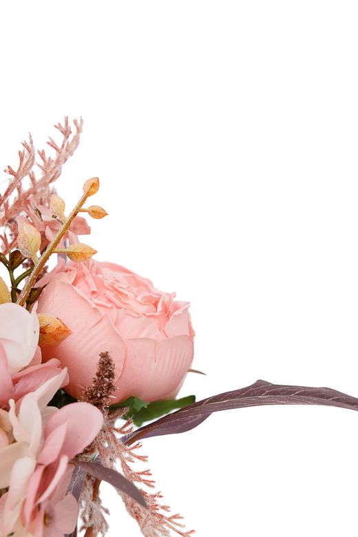 Ramillete romántico artificial de hortensia y rosas rosadas