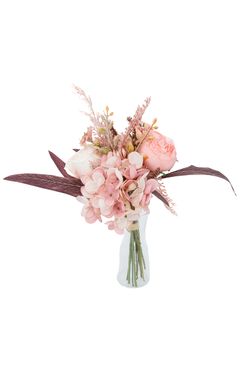 Ramillete romántico artificial de hortensia y rosas rosadas