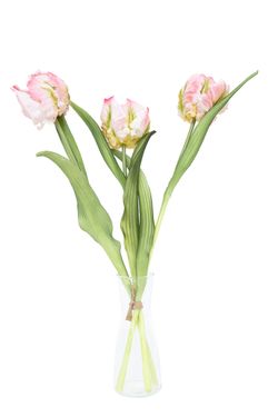 Ramillete suave de tulipanes artificiales rosa claro