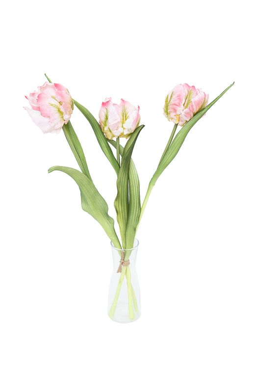 Ramillete suave de tulipanes artificiales rosa claro