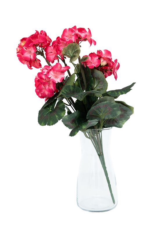 Ramillete vibrante de geranios artificiales color fucsia