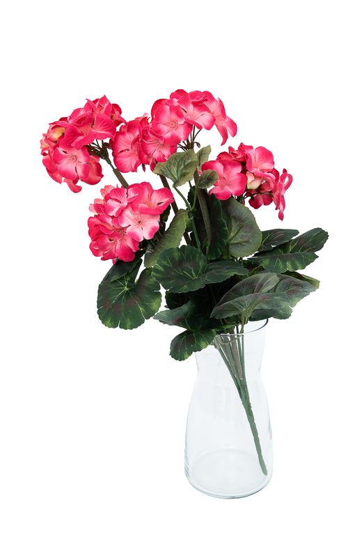 Ramillete vibrante de geranios artificiales color fucsia