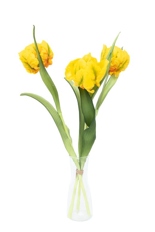 Ramillete vibrante de tulipanes artificiales amarillo intenso