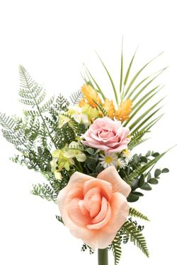 Ramito de flores artificiales para cementerio en color naranja