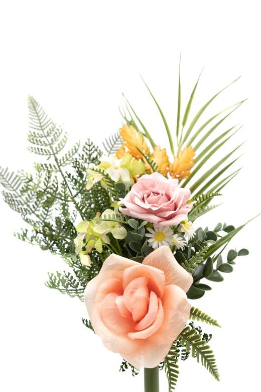 Ramito de flores artificiales para cementerio en color naranja
