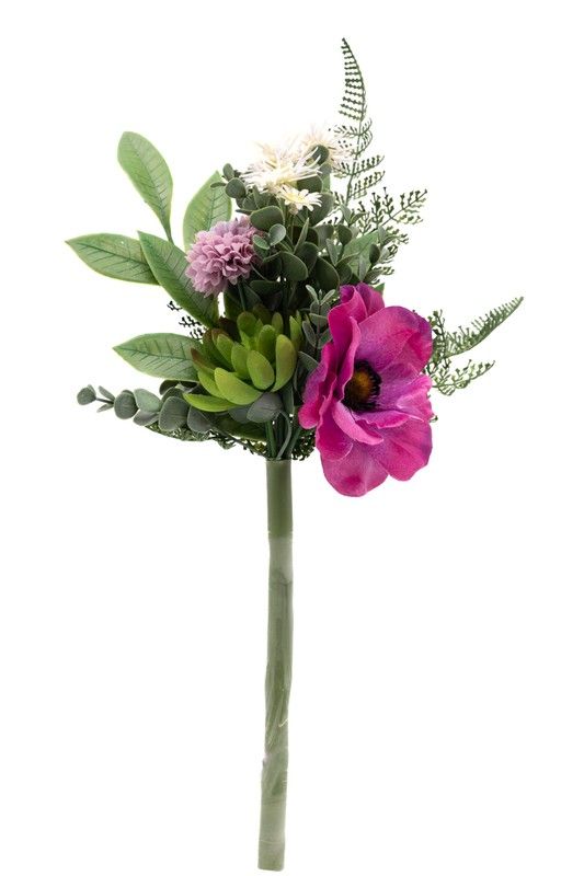 Ramito de flores con anemona fucsia artificial