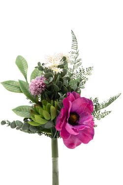 Ramito de flores con anemona fucsia artificial