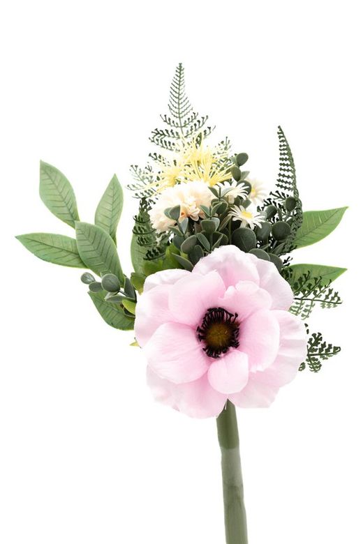 Ramito de flores con anémona rosa artificial