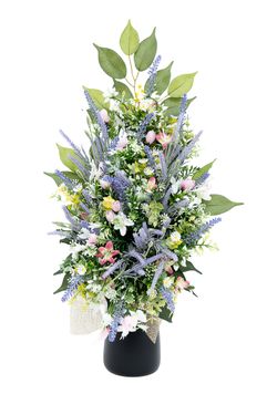 Ramo de cementerio con lavanda y detalles rosas