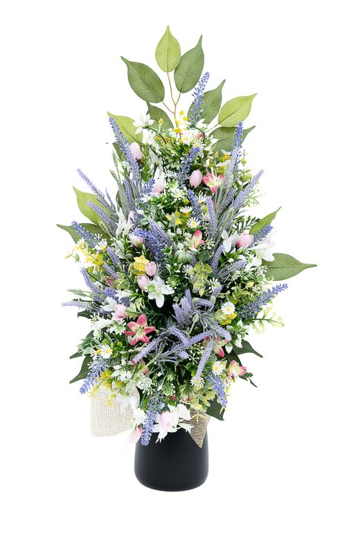 Ramo de cementerio con lavanda y detalles rosas