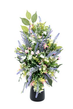 Ramo de cementerio con lavanda y detalles rosas