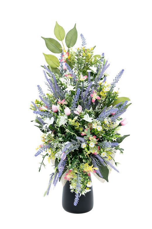Ramo de cementerio con lavanda y detalles rosas