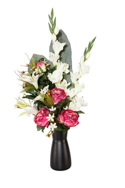 Ramo de cementerio con peonías rosas vibrantes