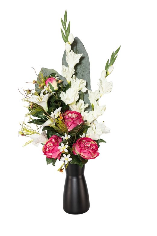 Ramo de cementerio con peonías rosas vibrantes