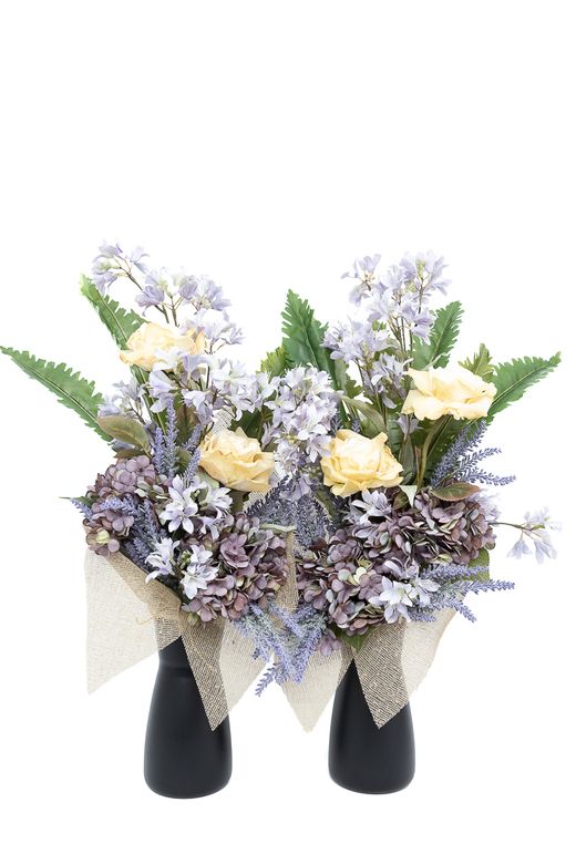 Ramo de cementerio contrastado en amarillos y lilas