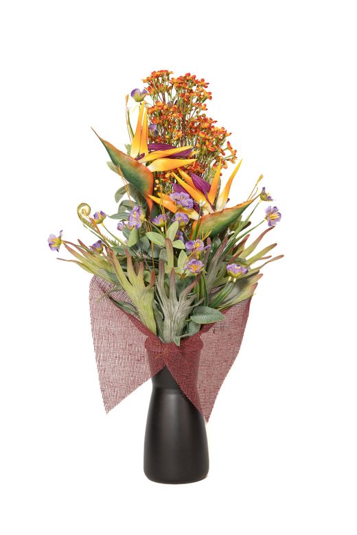 Ramo de flores para cementerio con estilo tropical