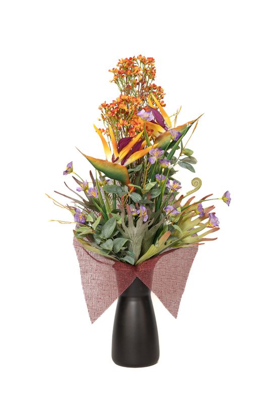 Ramo de flores para cementerio con estilo tropical