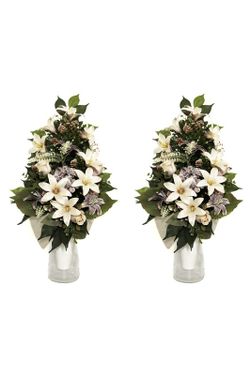 Ramo de flores para cementerio con lirios en color malva o lila