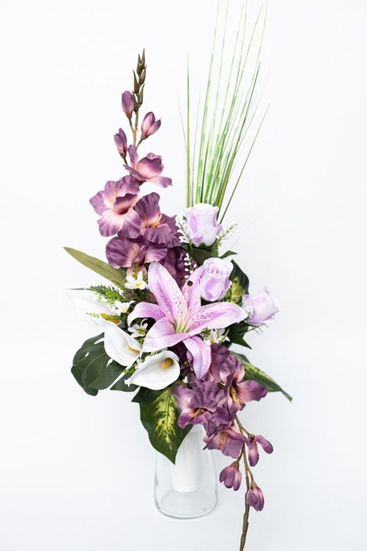 Ramo de flores para cementerio en color morado y rosa