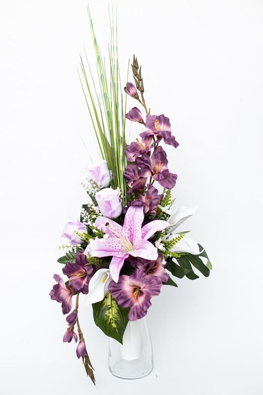 Ramo de flores para cementerio en color morado y rosa