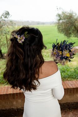 Ramo de novia con lavanda preservada y manzanilla seca