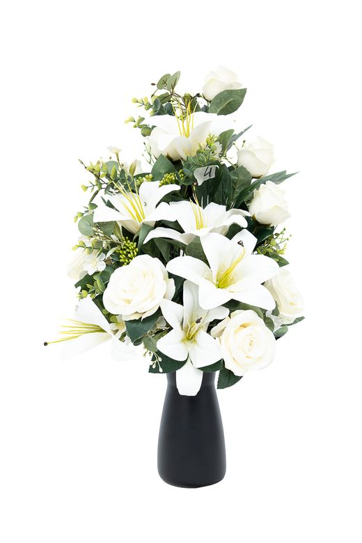 Ramo floral armónico de cementerio con lillyums blancos