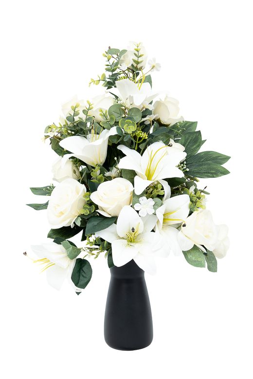 Ramo floral armónico de cementerio con lillyums blancos