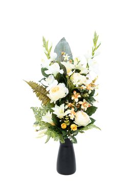 Ramo floral para cementerio radiante con rosas amarillas
