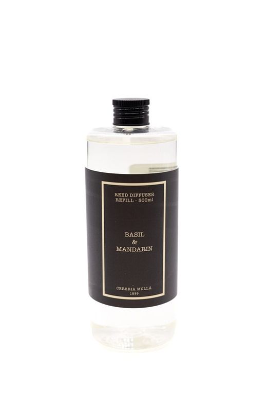 Recambio de mikado ambientador 500 mL. Basil & Mandarin. Colección Boutique CERERIA MOLLA 1899