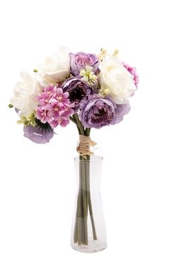 Romántico bouquet artificial en color malva