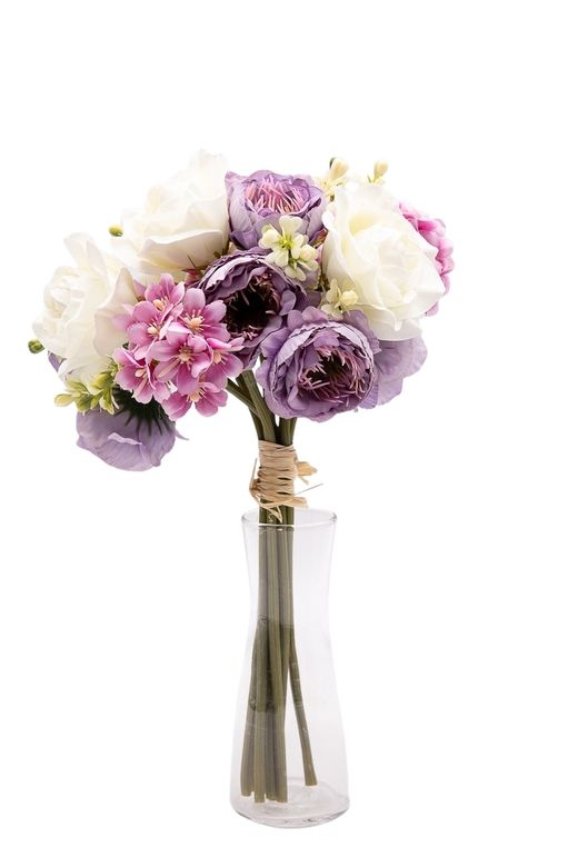 Romántico bouquet artificial en color malva