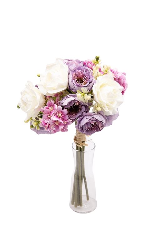Romántico bouquet artificial en color malva