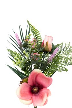 Romántico pomo floral de cementerio con flor de magnolio en color rosa