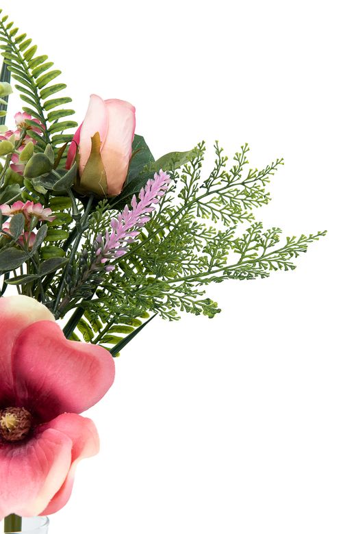Romántico pomo floral de cementerio con flor de magnolio en color rosa