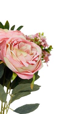 Romántico ramillete artificial de rosas de jardín rosa empolvado