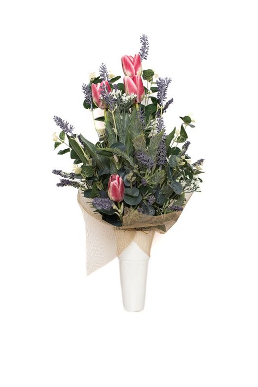 Silvestre ramo para cementerio con tulipanes en color rosa