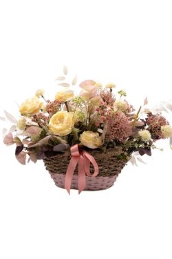 Sofisticado cesto floral artificial
