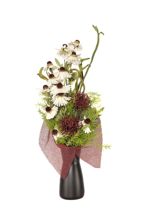 Sofisticado ramo de cementerio con gerberas blancas
