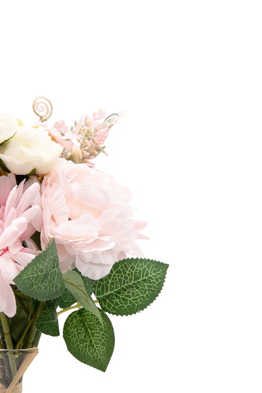 Suave bouquet artificial con Gerberas y Peonías en rosa claro