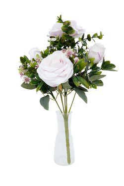 Suave ramillete artificial de rosas lilas