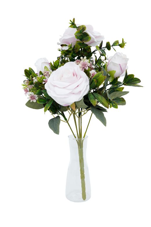 Suave ramillete artificial de rosas lilas