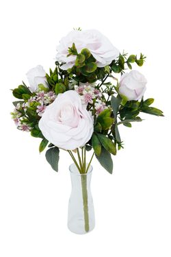 Suave ramillete artificial de rosas lilas