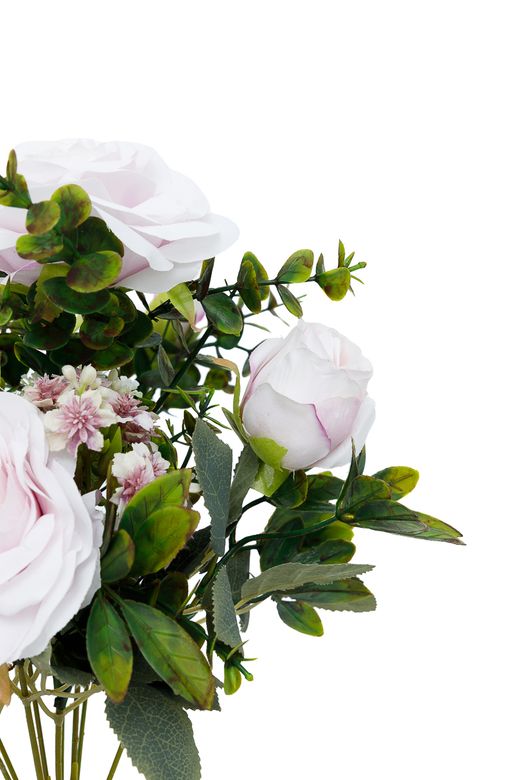 Suave ramillete artificial de rosas lilas