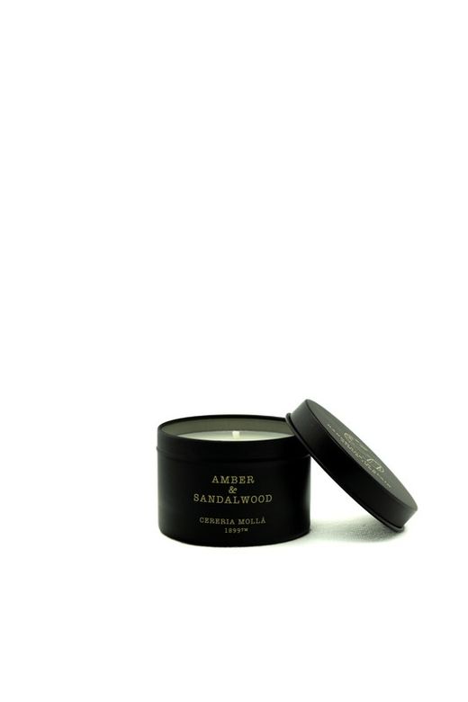 Vela Premium formato Lata. Amber & Sandalwood. Colección Boutique CERERIA MOLLA 1899. Handmade. +/-50 horas