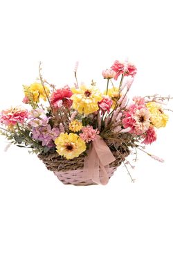 Vibrante cesto artificial floral