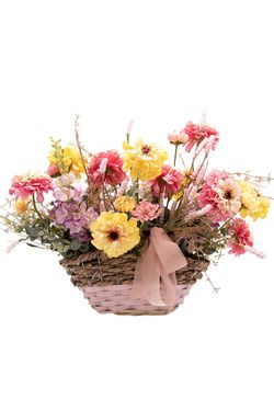 Vibrante cesto artificial floral