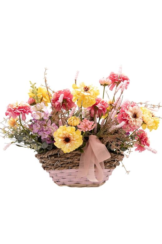 Vibrante cesto artificial floral
